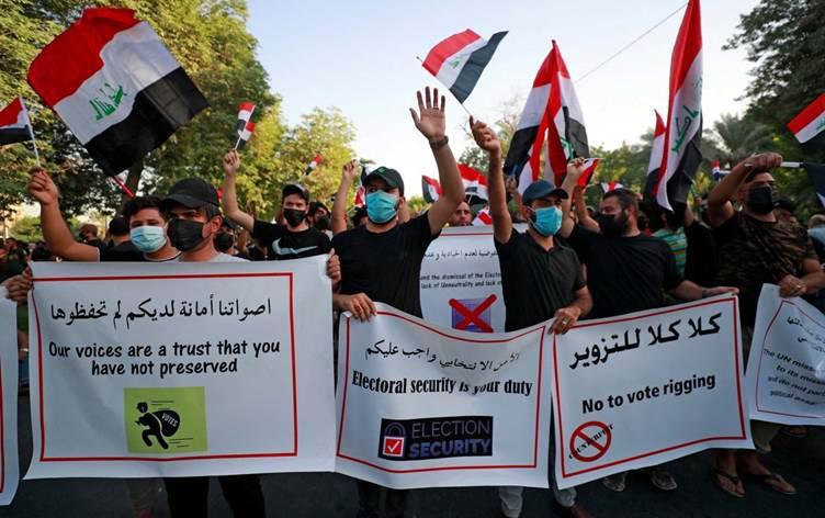 مؤيدي ميليشيا الموالية لإيران تجمعوا على نتائج الانتخابات في بغداد